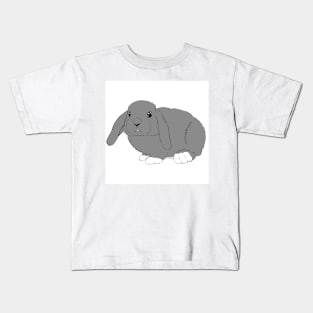 Lop rabbit black gray white Kids T-Shirt